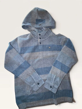 Vissla Eco-Zy Hooded Popover XL Boys Striped Hoodie Medium